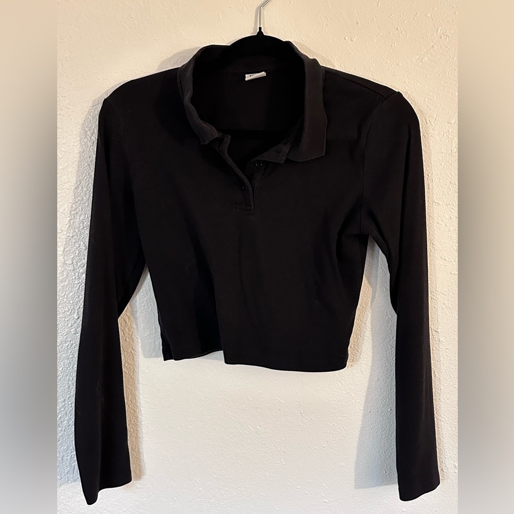 Sunday Best Black Long Sleeve Crop Top